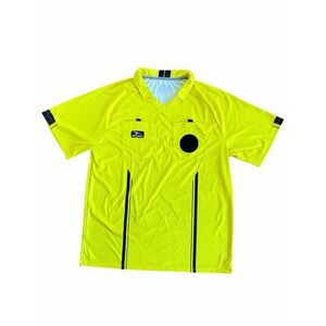 Score Soccer Referee Jersey Mens Large Yellow Official Shirt Short Sleeve